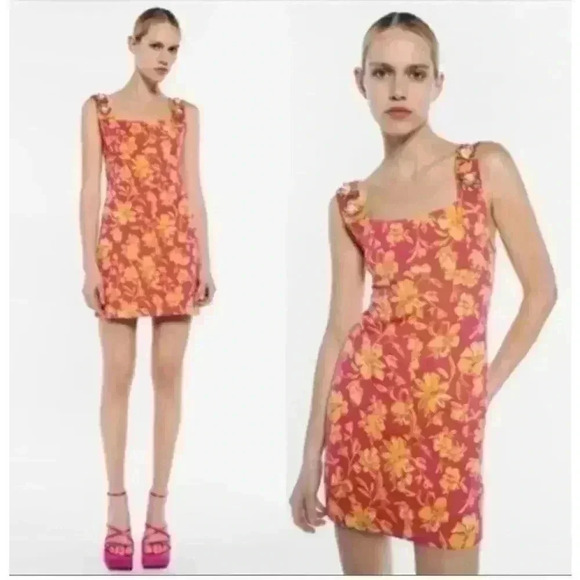 ZARA Jewel Jacquard Dress Size Small - Picture 2 of 9